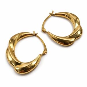 Elegant 10k Gold Hoop Earrings Puffy